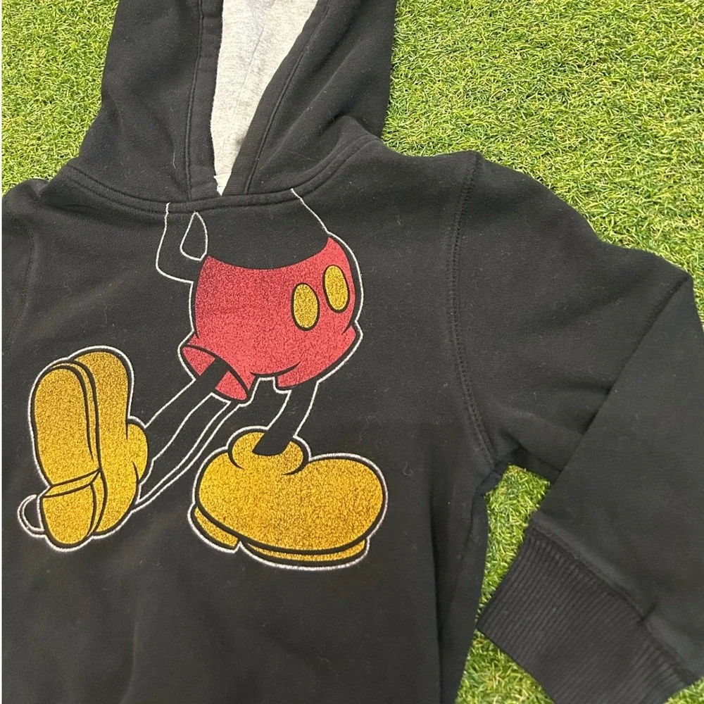 Gap Kids Disney Mickey Mouse Glitter Graphic Hoodie Black Youth Size S